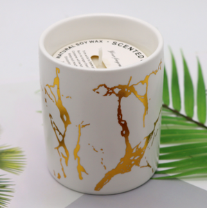Pot de bougies en marbre, bougie de soja en céramique, cire d'huile essentielle, arôme de luxe, décoration de bougie personnalisée, Offre Spéciale - Product Image 3