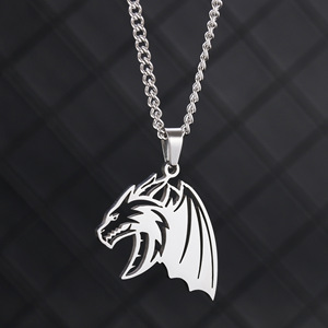 Hiphop Stijl Rvs Heren Uitgesneden Wolf Olifant Paard Hoofd Hanger Ketting Trendy Dier Ketting Voor Mannen - Product Image 6