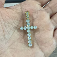 Collier pendentif croix SN278 serti de zircone cubique avec chaîne corde hip-hop en acier inoxydable plaqué or, bijoux unisexe pour soirée
