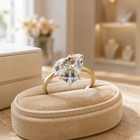 Bague Moissanite Trois Pierres en Argent Sterling 925, Coupe Ovale, Marquise, Princesse, Alliance Éternité pour Mariage