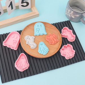 Ghost Halloween serie di biscotti in plastica 2 pezzi 3D cartone animato piccolo fantasma stampato fai da te biscotto stampo - Product Image 3