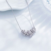 Collana con Pendente in Platino Pt950 con Diamante Coltivato in Laboratorio, Fiore Sbocciante, Collane Regolabili alla Moda per Donne, Pendenti con Diamanti Delicati