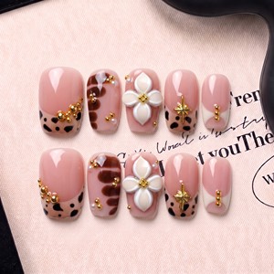 <span class=keywords><strong>Uñas</strong></span> Acrílicas Hechas a Mano con Diseño Personalizado OEM, <span class=keywords><strong>Francesas</strong></span> 2.0, Cuadradas, Curva 3D, Cobertura Completa, PMMA Texturizado, 10 Piezas - Product Image 3