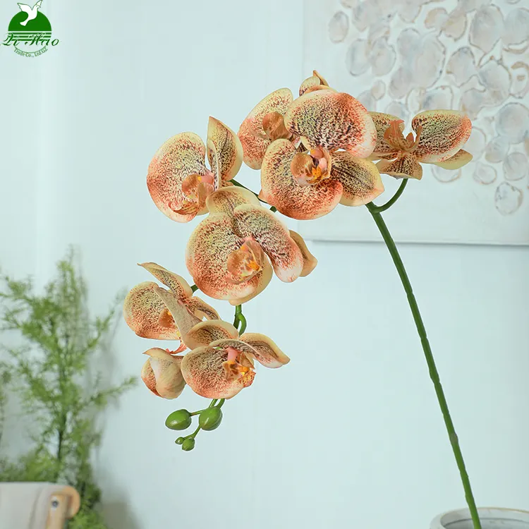 Оригинальный производитель, 8 головок, 10 головок, цветущая мини-Орхидея, настоящие на ощупь растения, Орхидея