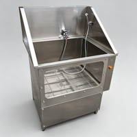 Baignoire d'hydrothérapie professionnelle pour animaux de compagnie en acier inoxydable - Grande station de bain pour chiens avec bulles et fenêtre de visualisation