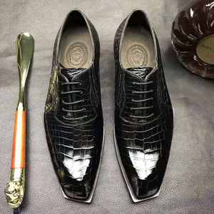 Chaussures habillées de luxe Goodyear faites à la main pour hommes en cuir de crocodile véritable, chaussures de marque pour hommes, chaussures de bureau en alligator pour hommes - Product Image 2