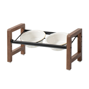 Shamitao Dayanıklı 3'ü 1 Arada Evcil Hayvan Çift Kase Entegre Tasarım Eğimli Mama Su Köpek Kedi Seramik Kase Ahşap Standlı Yükseltilmiş Dış Mekan Kullanımı - Product Image 2