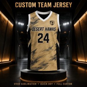 Maglia da Basket Personalizzata Sublimata ad Asciugatura Rapida Traspirante Nera e Oro in Poliestere con Numero per Uomini e Ragazzi - Product Image 1