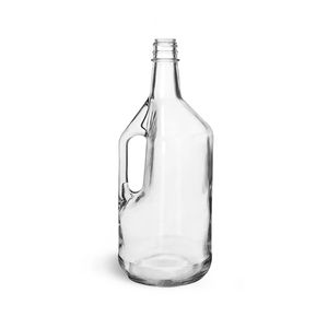 Botellas de vidrio transparente de 1,75 litros con asas y cierres negros a prueba de manipulaciones con inserciones de vertido para licores, vinos, aceites - Product Image 2