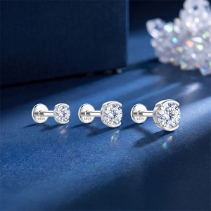 Piercing de Cartílago Profesional de Plata S925 con Moissanita, Roscado Internamente, Parte Trasera Plana, Joyería para Piercing - Product Image 6