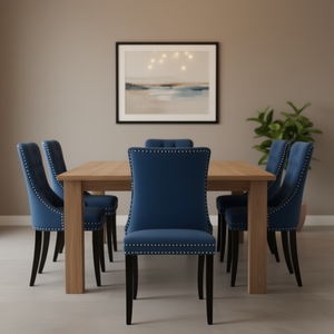 Silla de Comedor Moderna DB Collection, Tapizada en Terciopelo, Patas de Madera Maciza, Adorno de Tachuelas - Product Image 2