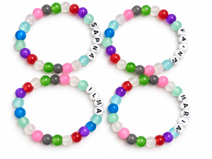 Pulsera de Plástico con Cuentas Redondas con Letras Inglesas, Corte Brillante, Joyería de Moda Unisex con Baño de 0.1m para Hombres y Mujeres, Regalos - Product Image 5