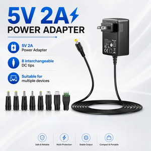 อะแดปเ<span class=keywords><strong>ต</strong></span>อร์แปลงไฟ 5V 2A USB-C AC DC 10W พร้อมหัว<span class=keywords><strong>ต</strong></span>่อ 9 <span class=keywords><strong>แบ</strong></span>บ สำหรับอุปกรณ์อิเล็กทรอนิกส์ในบ้าน กล่องทีวี เราเ<span class=keywords><strong>ต</strong></span>อร์ พัดลมขนาดเล็ก ไฟ LED ลำโพง - Product Image 1