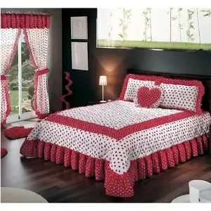 Juego de edredón Queen Of Hearts de 3 piezas con borde con volantes, estilo princesa, para uso doméstico, para todas las estaciones - Product Image 3