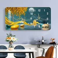Horloge murale d'art moderne personnalisée de luxe léger, tableau sur toile créatif pour salon, restaurant, nature morte en porcelaine de cristal