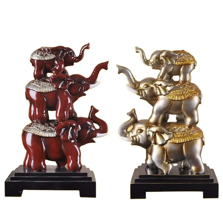 Moderne 3 Gestapeld Olifant Familie Woonkamer Lucky Ornament Creatieve Familia De Elefantes Huwelijkscadeau Olifant Home Decor Retail