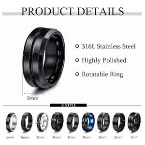 Draaibare decompressiepaarring Gepersonaliseerde titaniumstalen herenvingerring Trendy geometrisch vacuüm gegalvaniseerd - Product Image 5