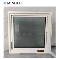 Fenêtre résidentielle en verre de sécurité double de style américain Fenêtres ouvertes à manivelle en bois recouvert d'aluminium
