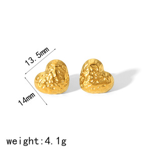 Heart Shaped <b>Titanium</b> Steel <b>Stud</b> Earrings 18K Gold Plated Fashionable Gift Jewelry For Women - Product Image 3