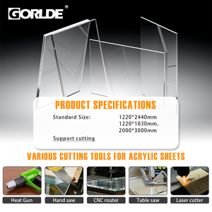Plaques acryliques GORLDE de 1/8 po (3 mm) d'épaisseur, <span class=keywords><strong>verre</strong></span> coulé transparent avec papier protecteur pour enseignes, projets de présentation DIY, artisanat - Product Image 2