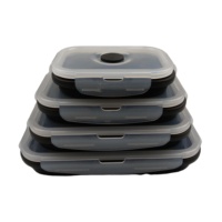 Boîte à lunch pliable en silicone de qualité alimentaire portable de 350 ml sans BPA, compatible micro-ondes et lave-vaisselle, récipient de stockage alimentaire avec couvercle