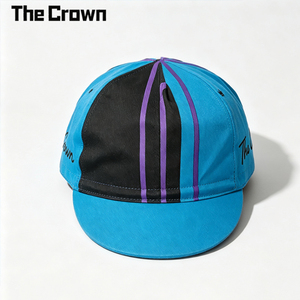 Custom Nylon Cycling <b>Cap</b> With Two-Tone Color-Block Wholesale Bulk Triple Stripe Velcro Closure Split Script <b>Hat</b> Manufacturer - Product Image 2