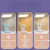 Lampe de bureau LED blanche multifonctionnelle, batterie grande capacité, veilleuse et lampe de lecture pour dortoir étudiant et chevet