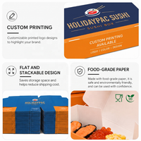 Scatola per Sushi Personalizzata in Carta Kraft Alimentare Monouso, Design Autoportante con Divisori Estraibili per Insalate e Sushi Fresco da Asporto
