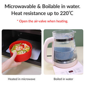 Recipientes de Silicona para Almacenamiento de Alimentos, Aptos para Microondas y Horno, Duraderos, Herméticos, Lonchera Bento, Tazón de Silicona Platino de Grado Alimenticio - Product Image 4