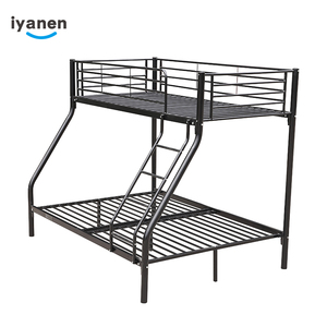 <span class=keywords><strong>Lit</strong></span> <span class=keywords><strong>double</strong></span> en acier, mobilier de chambre à coucher moderne en noir et blanc, dortoir pour enfants, cadre métallique, offre spéciale - Product Image 5