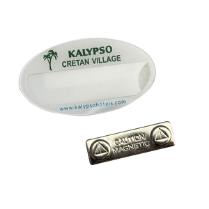 Conception personnalisée en usine Nom de l'entreprise Badge acrylique durable insérable Film antioxydant transparent avec goupille de sécurité ou aimant - Product Image 3