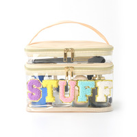 Grande trousse de toilette brodée en PVC grande capacité, double couche, avec fermeture éclair, pour voyage, personnalisable
