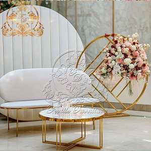 Bride and Groom <b>Gold</b> Lover Seater Stainless Steel Royal White Velvet Wedding <b>Sofa</b> - Product Image 4