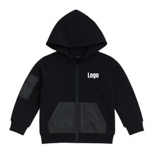 Vente en Gros Vêtements de Mode pour Enfants Ensemble 2 Pièces pour Garçon Décontracté avec Sweat à Capuche Zippé à Motif Uni et Pantalon Multipoches en Molleton Éponge Couleur Personnalisée - Product Image 4