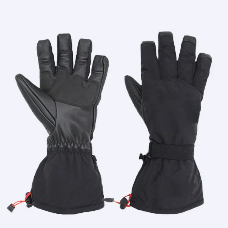PRI Black custom adjustable elastic cuff outdoor warm waterproof other sport gloves winter leather ski gloves