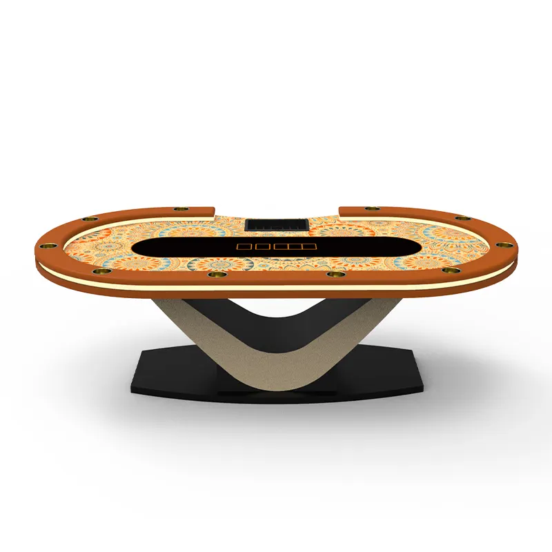 Топовый Профессиональный деревянный покерный стол с V-образной ножкой, 260 см