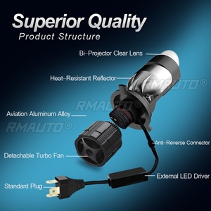 ไฟหน้ารถยนต์ LED รุ่น H4 คู่ แสงสูง/ต่ำ 6000K สีขาว ทนทานต่อการกันน้ำและฝุ่นมาตรฐาน IP68 ขนาดเล็ก ติดตั้งง่ายแบบ Plug and Play - Product Image 6