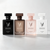 Flacon de parfum carré en gros, personnalisé, noir et blanc, vide, 50 ml, en verre, flacon de parfum de luxe avec boîte personnalisée