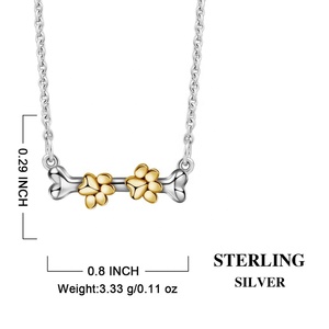 Pet amante de <span class=keywords><strong>la</strong></span> joyería perro perrito huella hueso 925 collar de cadena de plata - Product Image 6