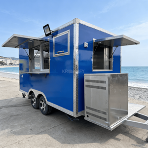 Chariot de restauration mobile multifonctionnel en fibre de verre à 4 roues pour hot-dogs, glaces, pizzas et bonbons, idéal pour la vente en extérieur - Product Image 5