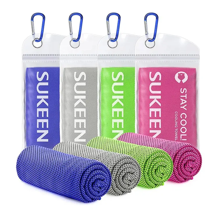 RPET Ice chill instant cooling customized logo ice towel microfiber sports custom cooling towel custom logo for gym with pvc bag