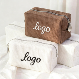 Nuevo Editor de Códigos Pane Log para Bolsas y Estuches de Cosméticos con Botón de "Cargar y Editar", Bolsa de Cosméticos para Mujer en Tela Waffle - Product Image 1