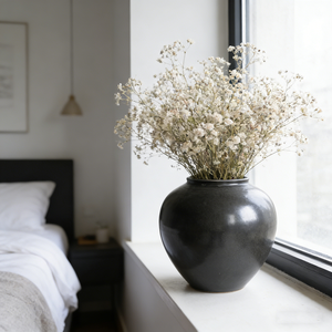Jarrón Redondo Retro de Lujo para Arreglos Florales, Decoración para Sala de Estar y Comedor, Adorno <span class=keywords><strong>Wabi</strong></span> Negro - Product Image 6