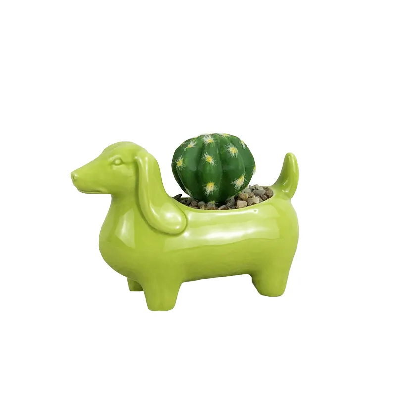 新しいデザインの犬の形の動物プランター小さなマセタパラサボテンリビングルームテーブルの装飾セラミックフラワーポット & プランター