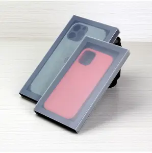 Vente en gros PVC mat + blister en carton noir Impression offset Étui pour téléphone portable Emballage en boîte