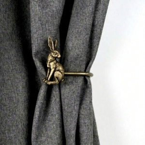 Antique Metal Rabbit Curtain Holdback Rustic Decorative Window Accessory - Product Image 1