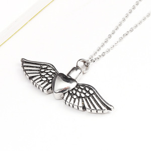 Grosir 316L liontin guci abu baja tahan karat liontin halus & jimat dengan perhiasan kalung malaikat kremasi desain sayap kenang-kenangan - Product Image 5