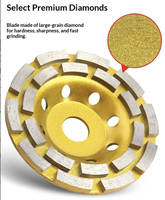 Disque de meulage diamanté fritté à double rangée de 4 pouces pour meuleuse d'angle, outil de bricolage pour pierre, béton, granit, marbre
