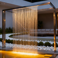 Fontaine musicale extérieure commerciale en acier inoxydable Dewy, design moderne et unique, rideau d'eau, cascade de jardin, lumière RGB
