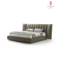 Juego de Dormitorio Principal de Cuero de Lujo, Juego de Dormitorio King Size, Cama Tapizada Moderna con Cómoda de 4 Cajones y Mesita de Noche